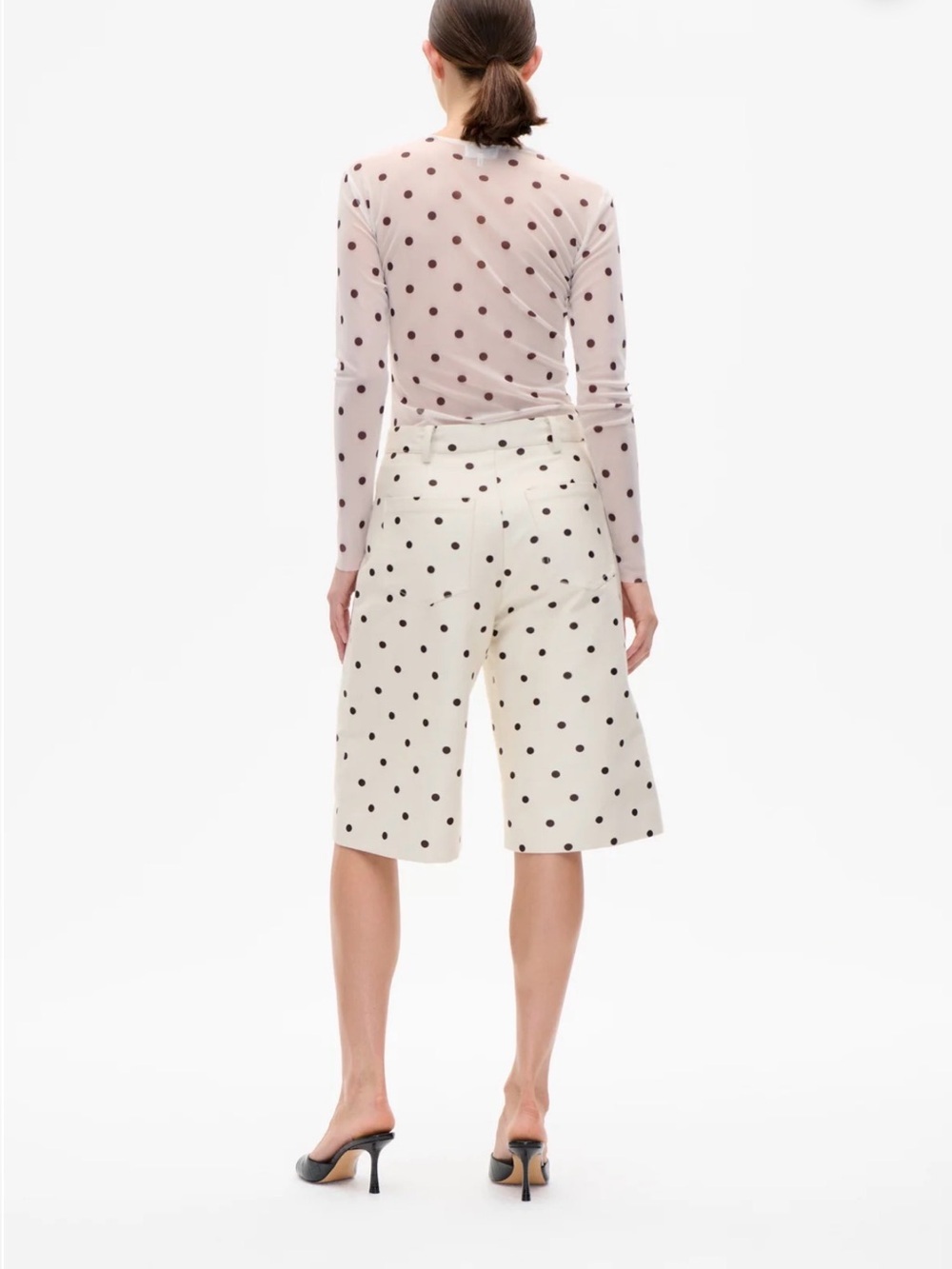 Baum und pferdgarten Polka Dot Long-Sleeve Sheer Top - white with Black Dots - Picture 2 of 3
